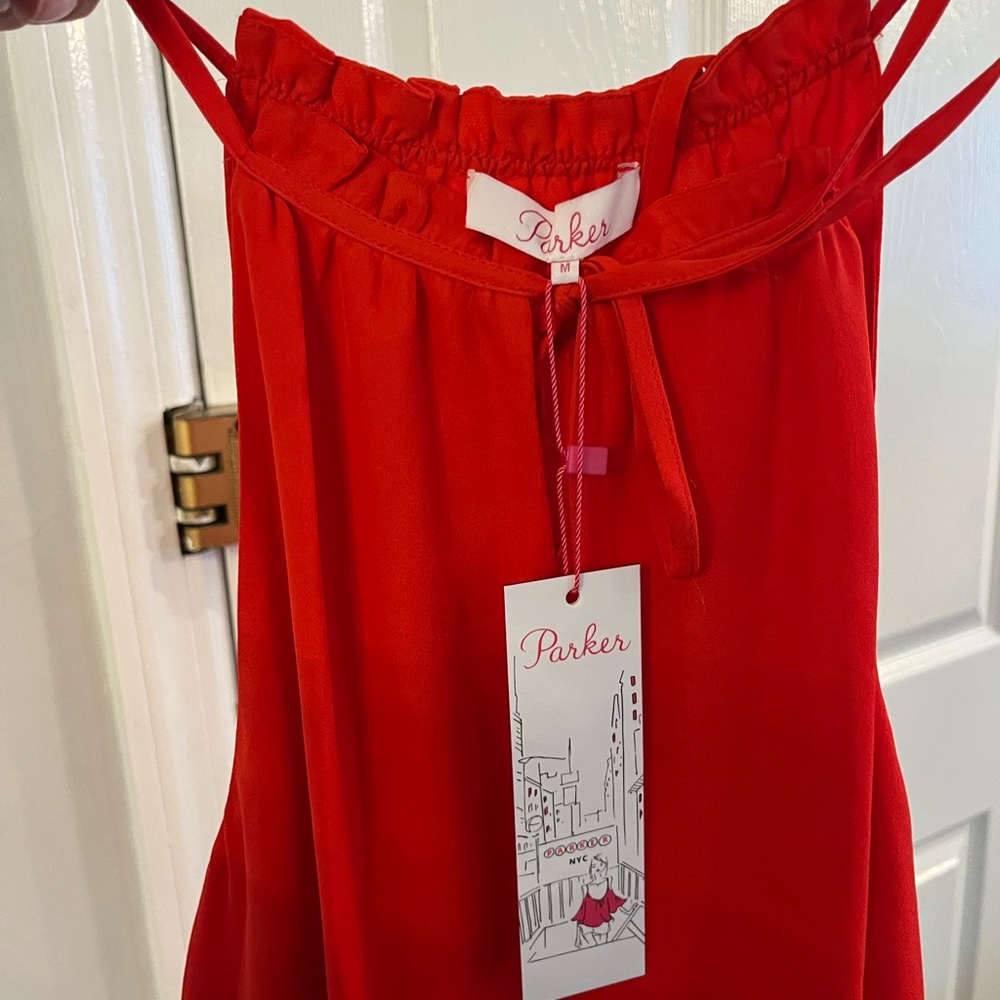Parker Fiery Red sleeveless blouse